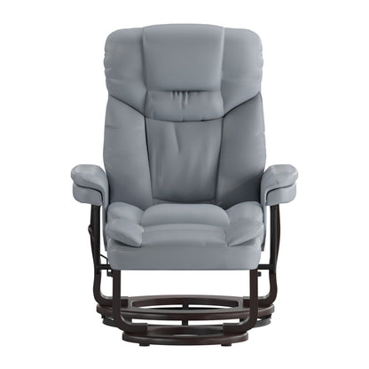 Contemporary Multi-Position Recliner and Curved Ottoman with Swivel Base