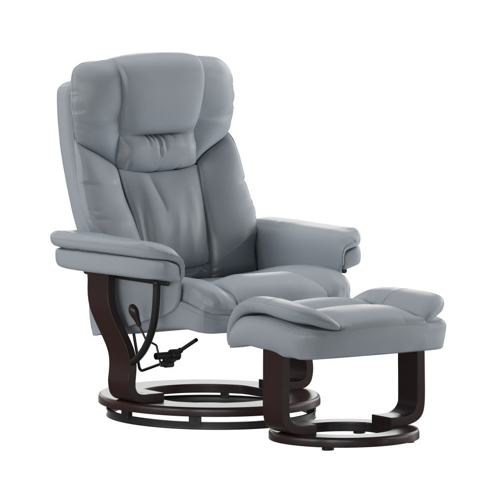 Contemporary Multi-Position Recliner and Curved Ottoman with Swivel Base