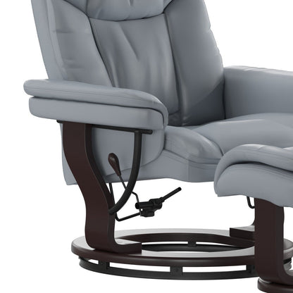 Contemporary Multi-Position Recliner and Curved Ottoman with Swivel Base