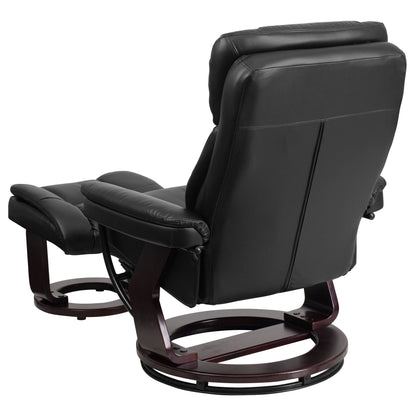Contemporary Multi-Position Recliner and Curved Ottoman with Swivel Base