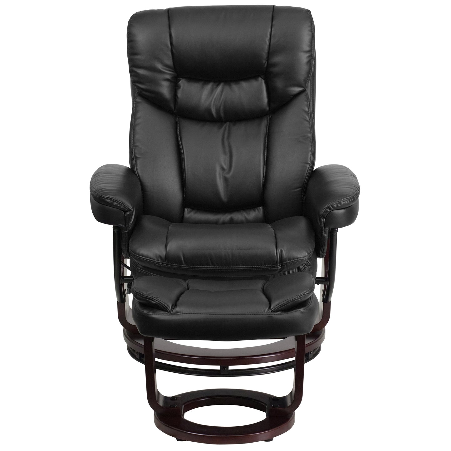 Contemporary Multi-Position Recliner and Curved Ottoman with Swivel Base