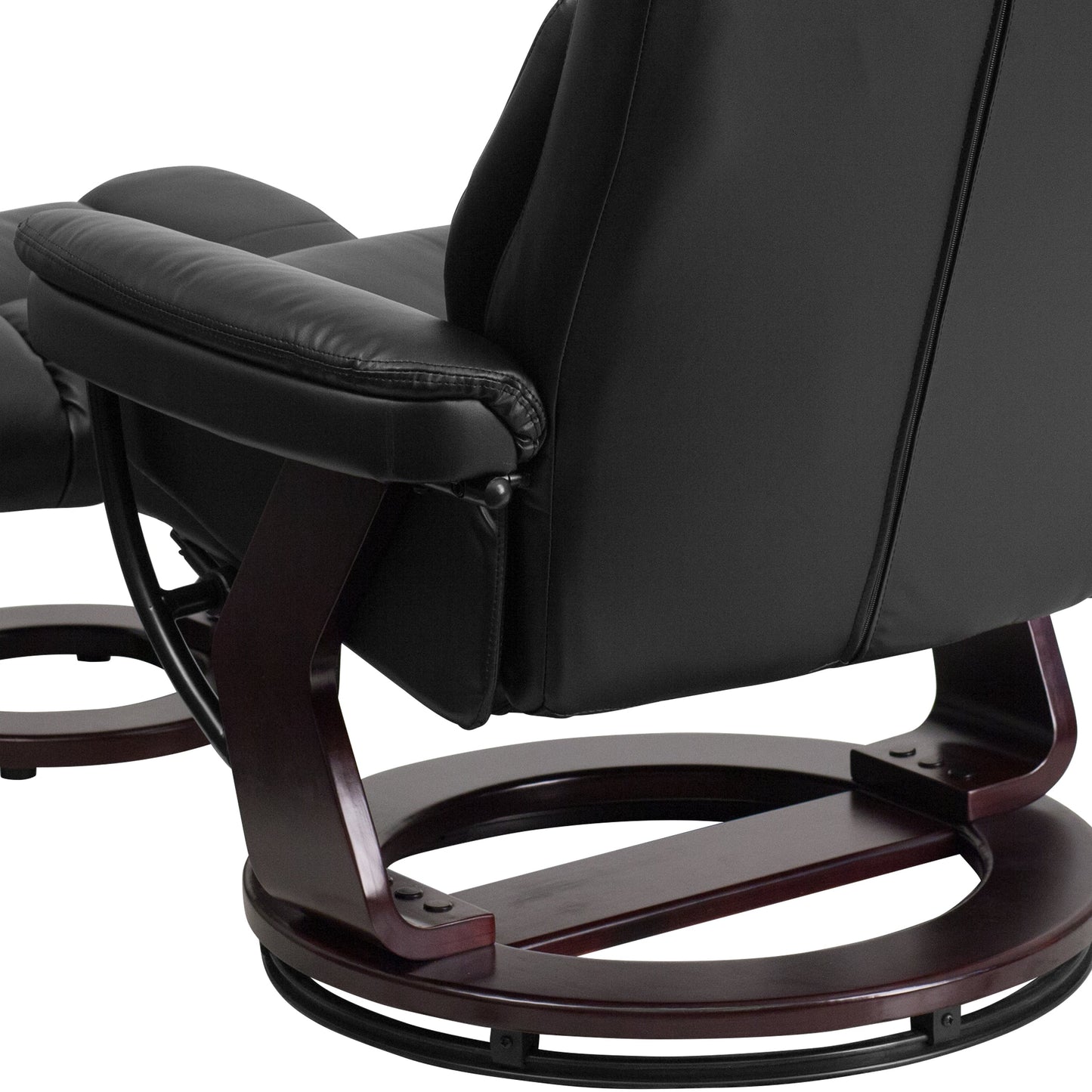 Contemporary Multi-Position Recliner and Curved Ottoman with Swivel Base