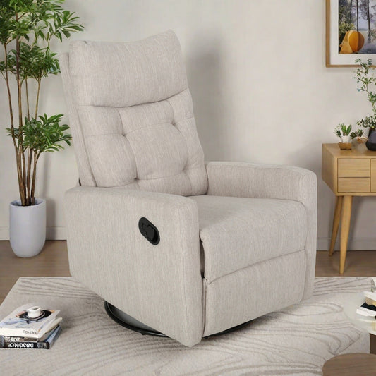 Contemporary Push-Back Recliner Chair with Swivel and Glider