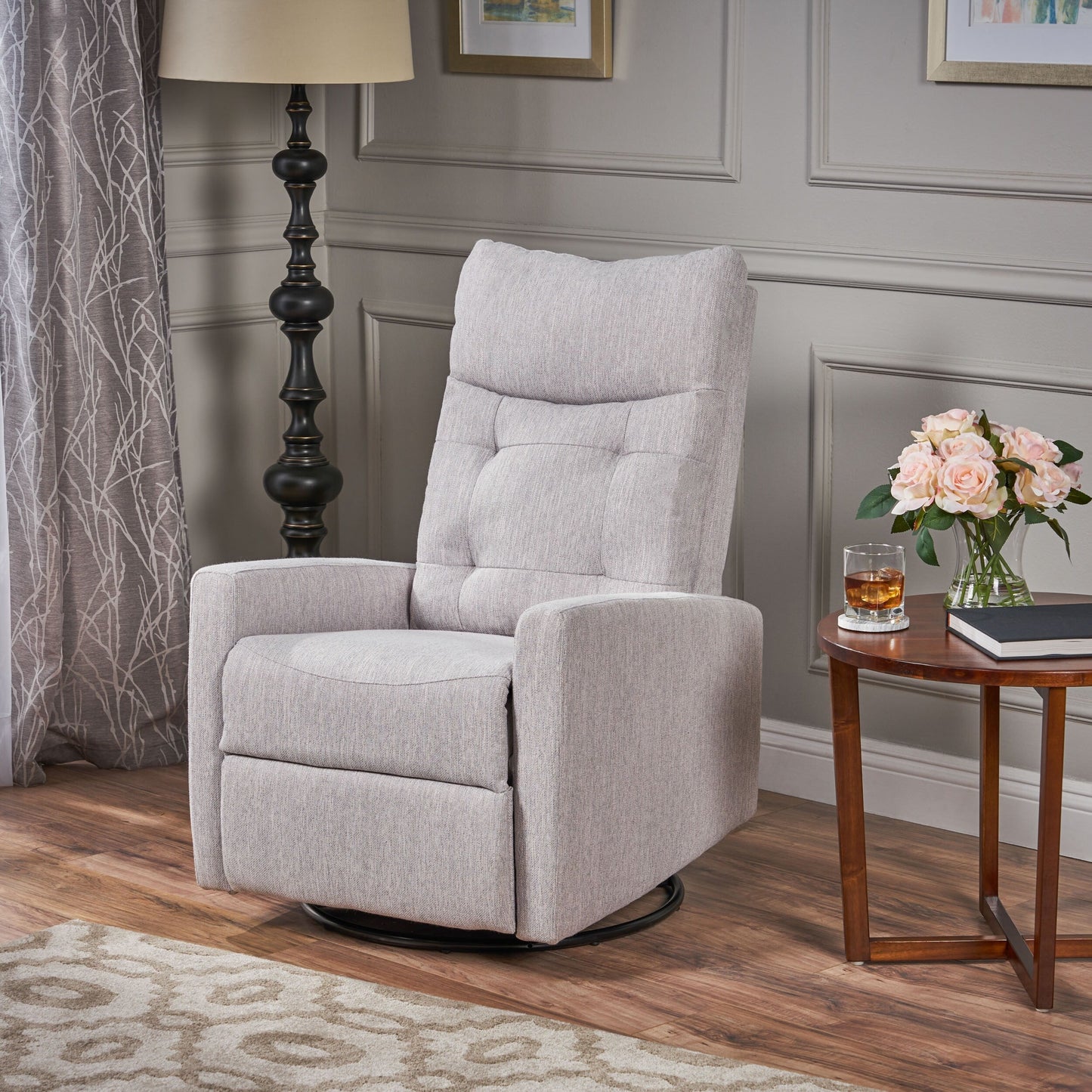 Contemporary Push?Back Swivel Glider Recliner Chair