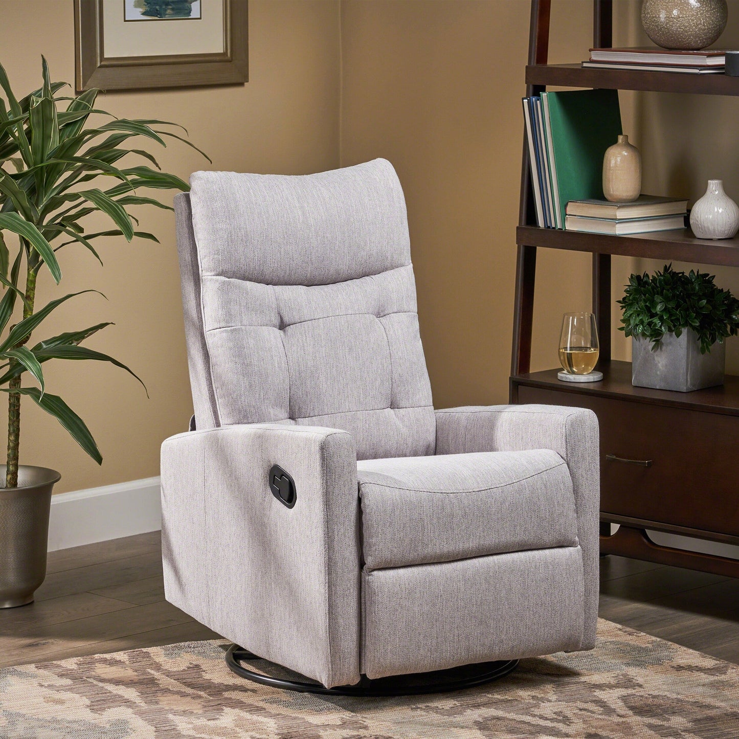 Contemporary Push?Back Swivel Glider Recliner Chair