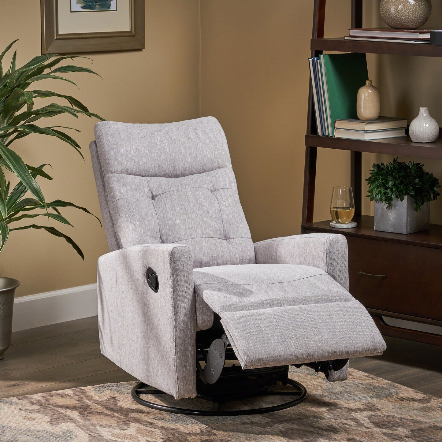 Contemporary Push?Back Swivel Glider Recliner Chair