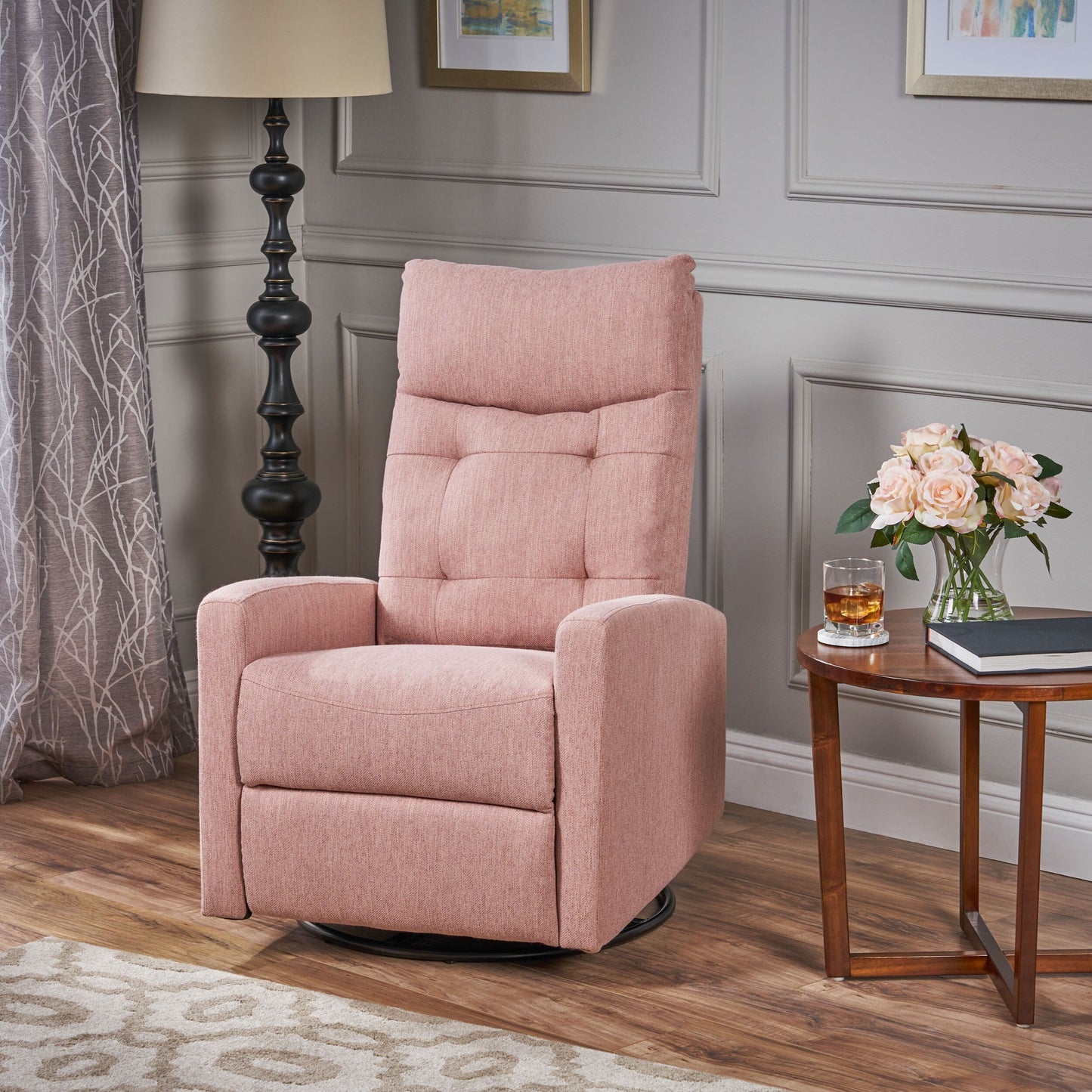 Contemporary Push?Back Swivel Glider Recliner Chair