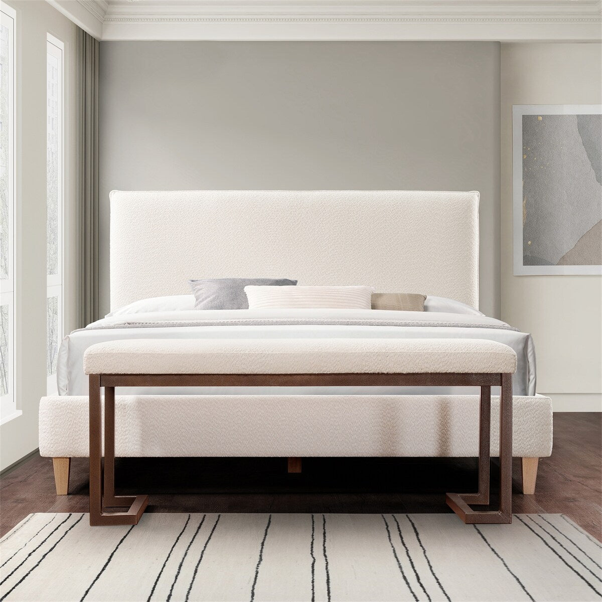 Contemporary Upholstered Rectangular Accent Bench