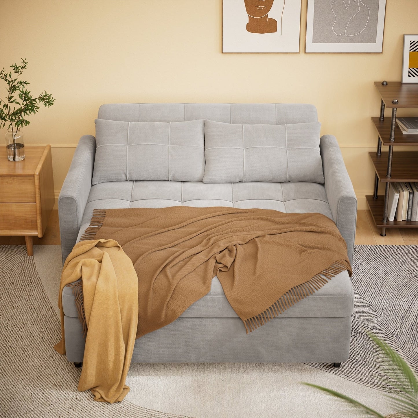 Convertiable 3 in 1 Sofa Loveseat with Pull-up Bed