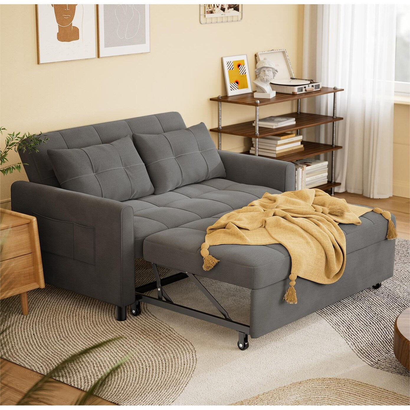 Convertiable 3 in 1 Sofa Loveseat with Pull-up Bed