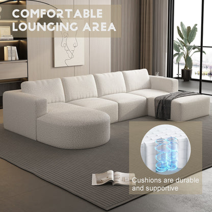 Convertible 104.32*70.86 U-Shaped Modular Sectional Sofa with Chaise, Ottoman, and Compressed Sponge for Living Room
