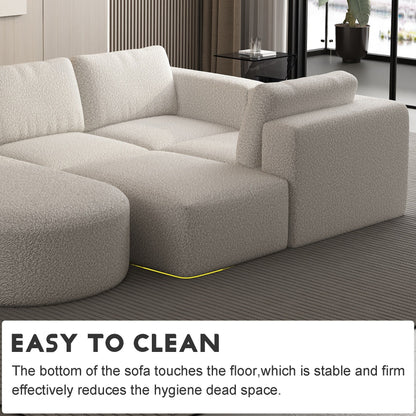 Convertible 104.32*70.86 U-Shaped Modular Sectional Sofa with Chaise, Ottoman, and Compressed Sponge for Living Room