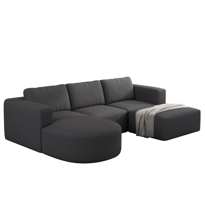 Convertible 104.32*70.86 U-Shaped Modular Sectional Sofa with Chaise, Ottoman, and Compressed Sponge for Living Room