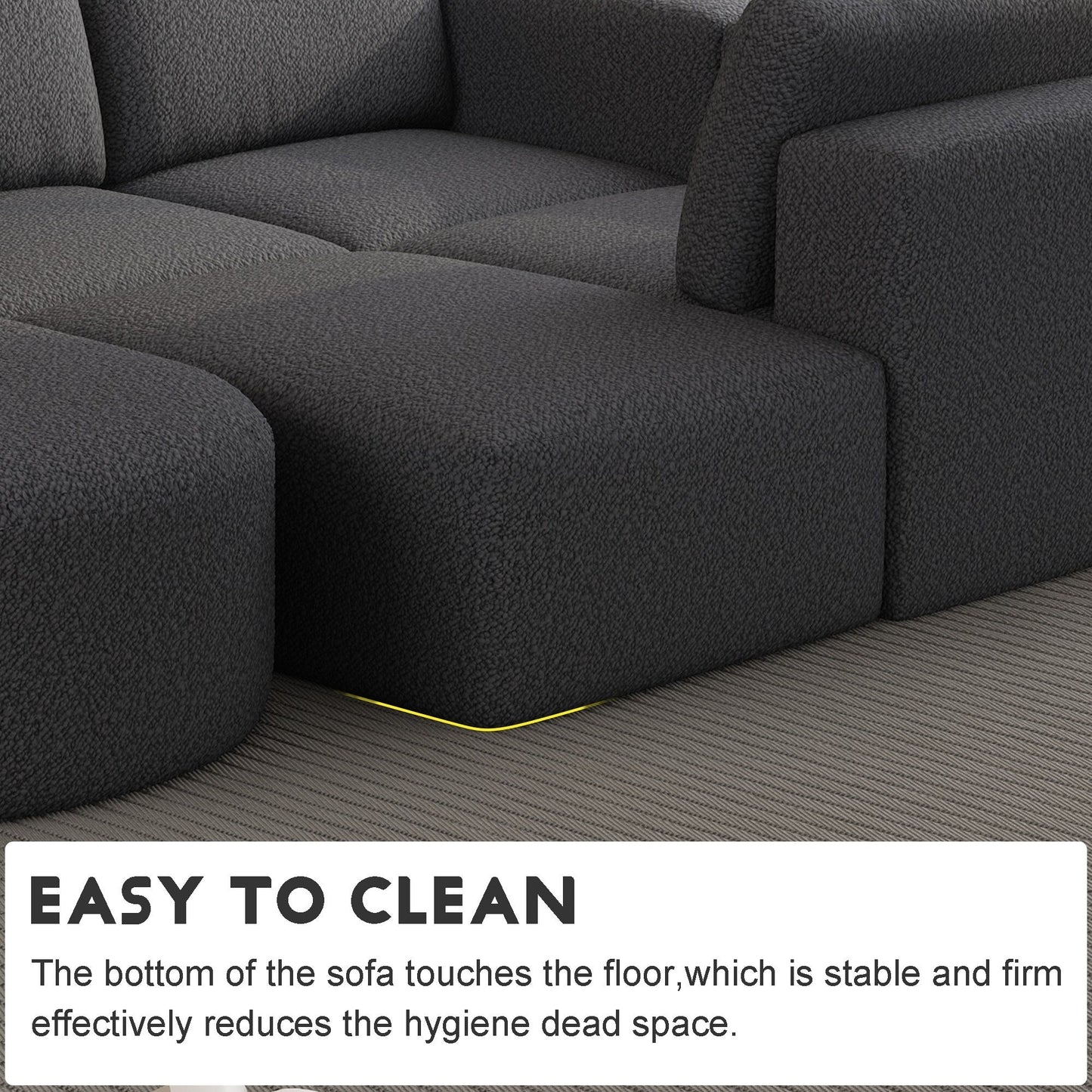 Convertible 104.32*70.86 U-Shaped Modular Sectional Sofa with Chaise, Ottoman, and Compressed Sponge for Living Room