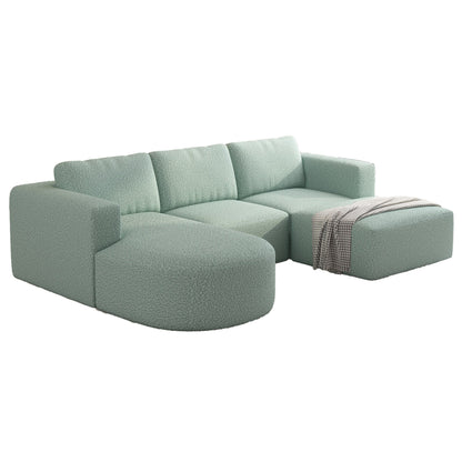 Convertible 104.32*70.86 U-Shaped Modular Sectional Sofa with Chaise, Ottoman, and Compressed Sponge for Living Room