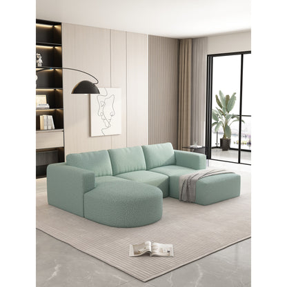 Convertible 104.32*70.86 U-Shaped Modular Sectional Sofa with Chaise, Ottoman, and Compressed Sponge for Living Room