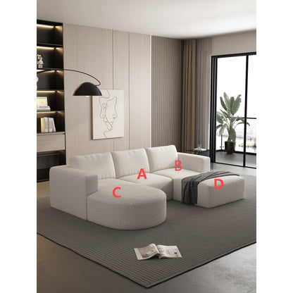 Convertible 104.32*70.86 U-Shaped Modular Sectional Sofa with Chaise, Ottoman, and Compressed Sponge for Living Room