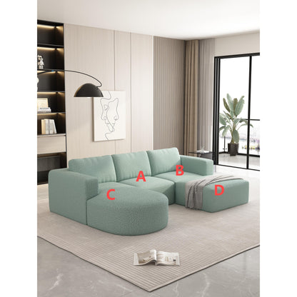 Convertible 104.32*70.86 U-Shaped Modular Sectional Sofa with Chaise, Ottoman, and Compressed Sponge for Living Room