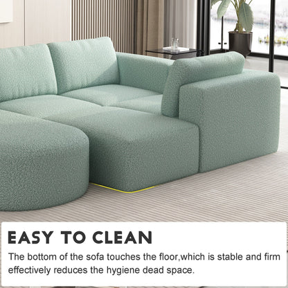 Convertible 104.32*70.86 U-Shaped Modular Sectional Sofa with Chaise, Ottoman, and Compressed Sponge for Living Room