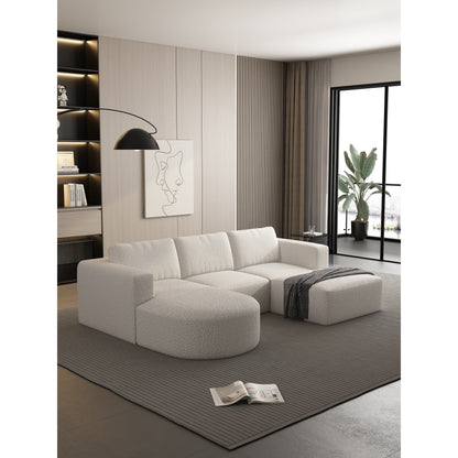 Convertible 104.32*70.86 U-Shaped Modular Sectional Sofa with Chaise, Ottoman, and Compressed Sponge for Living Room