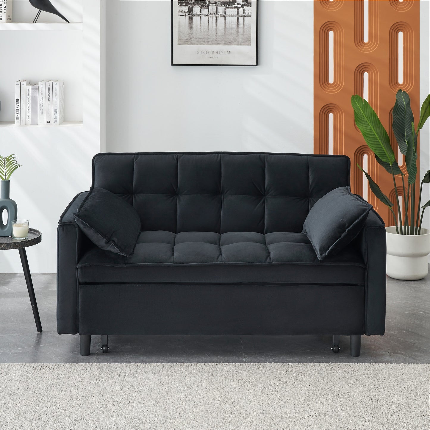 Convertible 3-in-1 Velvet Sofa Bed - Stylish 55 Seating for Living Room or Bedroom