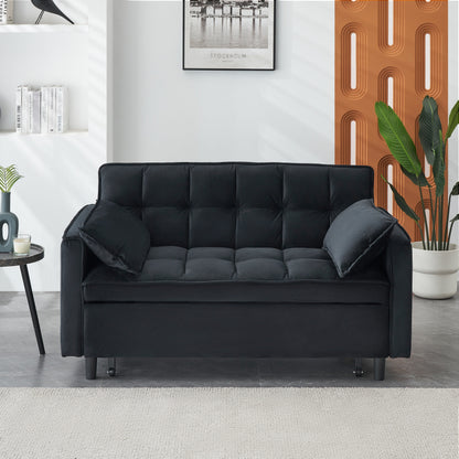 Convertible 3-in-1 Velvet Sofa Bed - Stylish 55 Seating for Living Room or Bedroom
