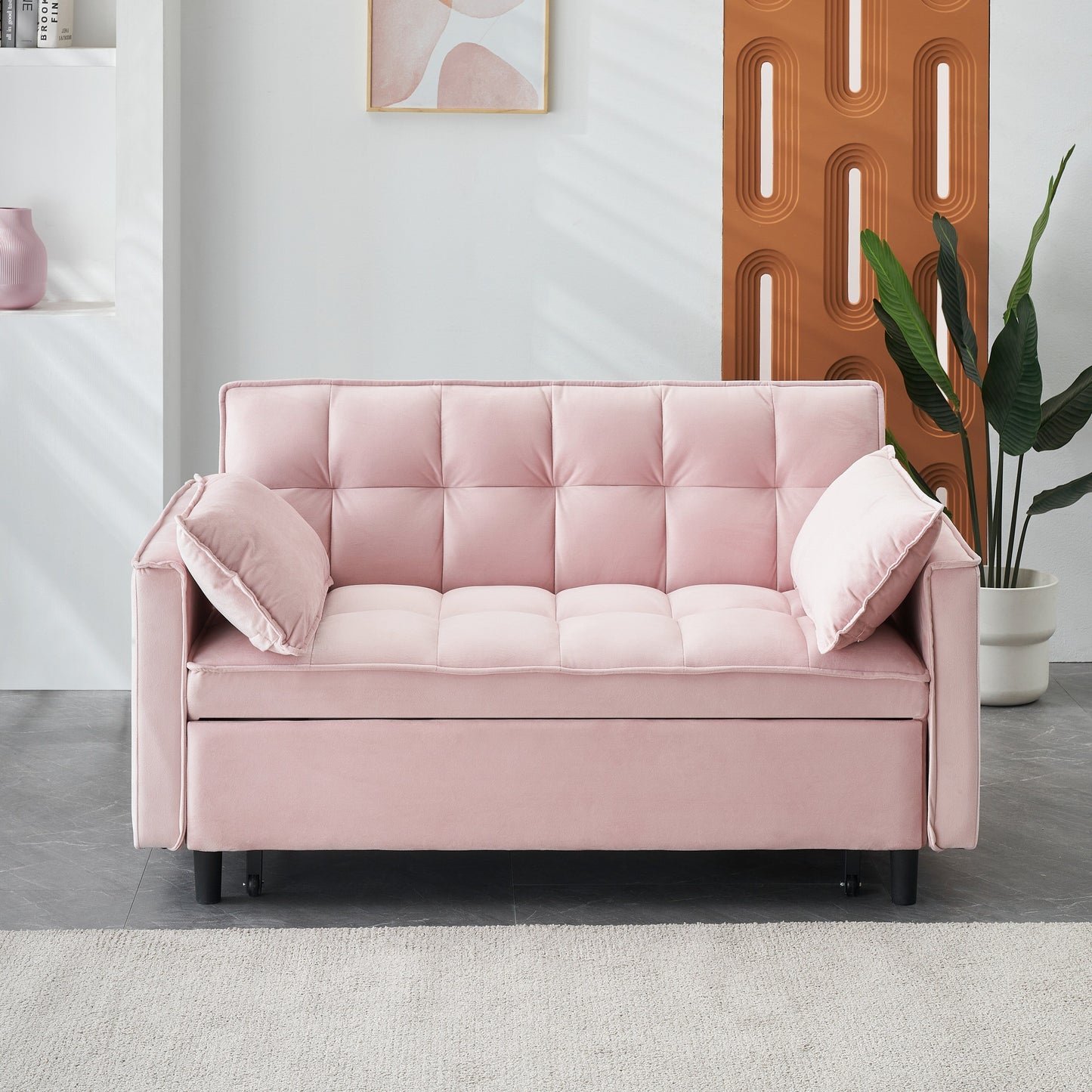 Convertible 3-in-1 Velvet Sofa Bed - Stylish 55 Seating for Living Room or Bedroom