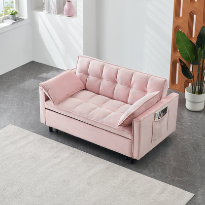 Convertible 3-in-1 Velvet Sofa Bed - Stylish 55 Seating for Living Room or Bedroom