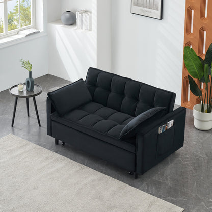 Convertible 3-in-1 Velvet Sofa Bed - Stylish 55 Seating for Living Room or Bedroom