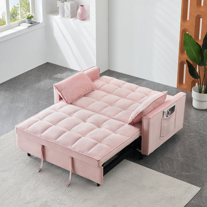 Convertible 3-in-1 Velvet Sofa Bed - Stylish 55 Seating for Living Room or Bedroom