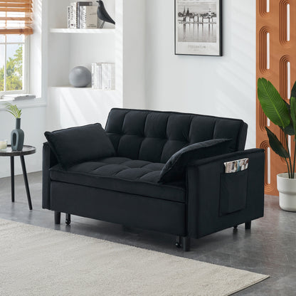 Convertible 3-in-1 Velvet Sofa Bed - Stylish 55 Seating for Living Room or Bedroom
