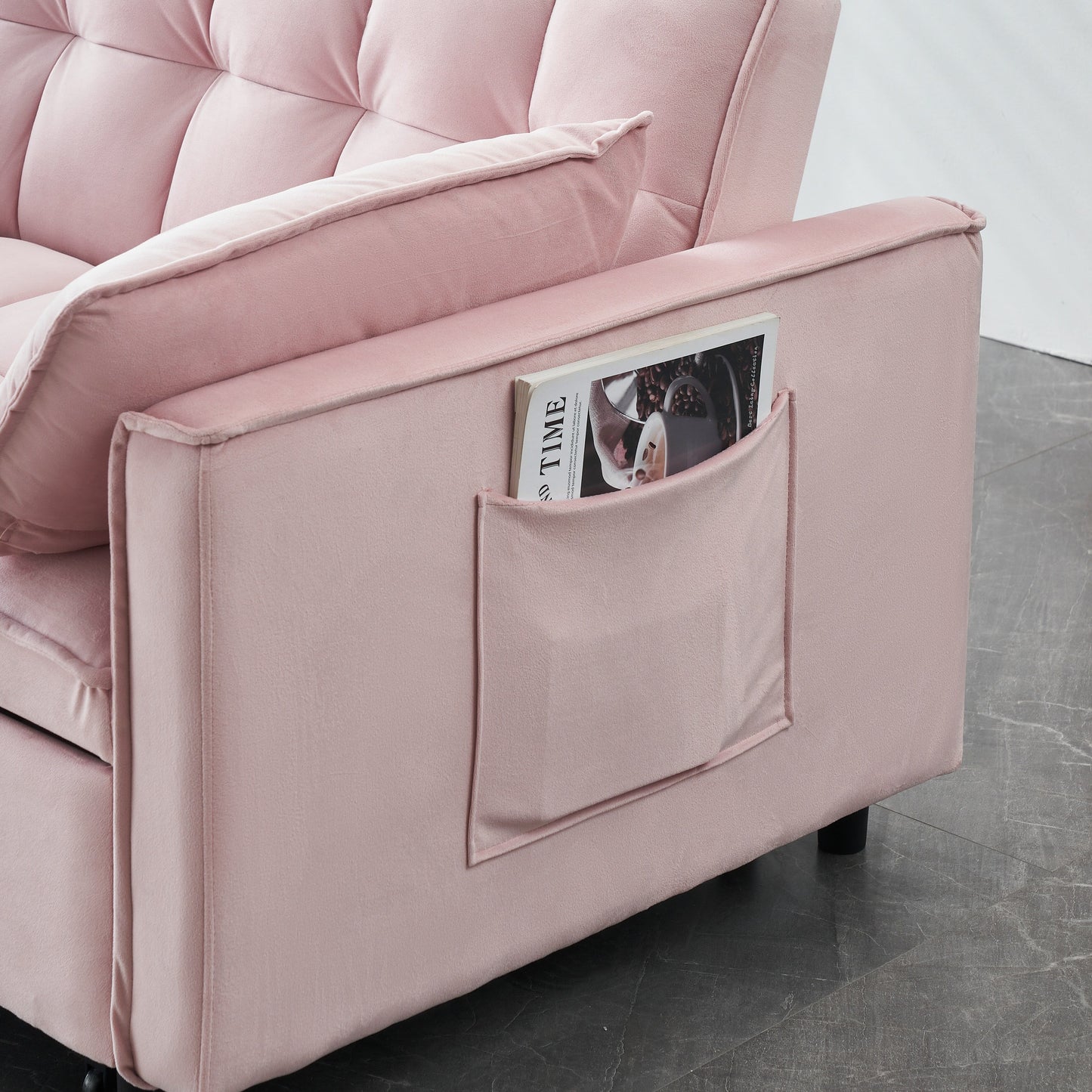 Convertible 3-in-1 Velvet Sofa Bed - Stylish 55 Seating for Living Room or Bedroom