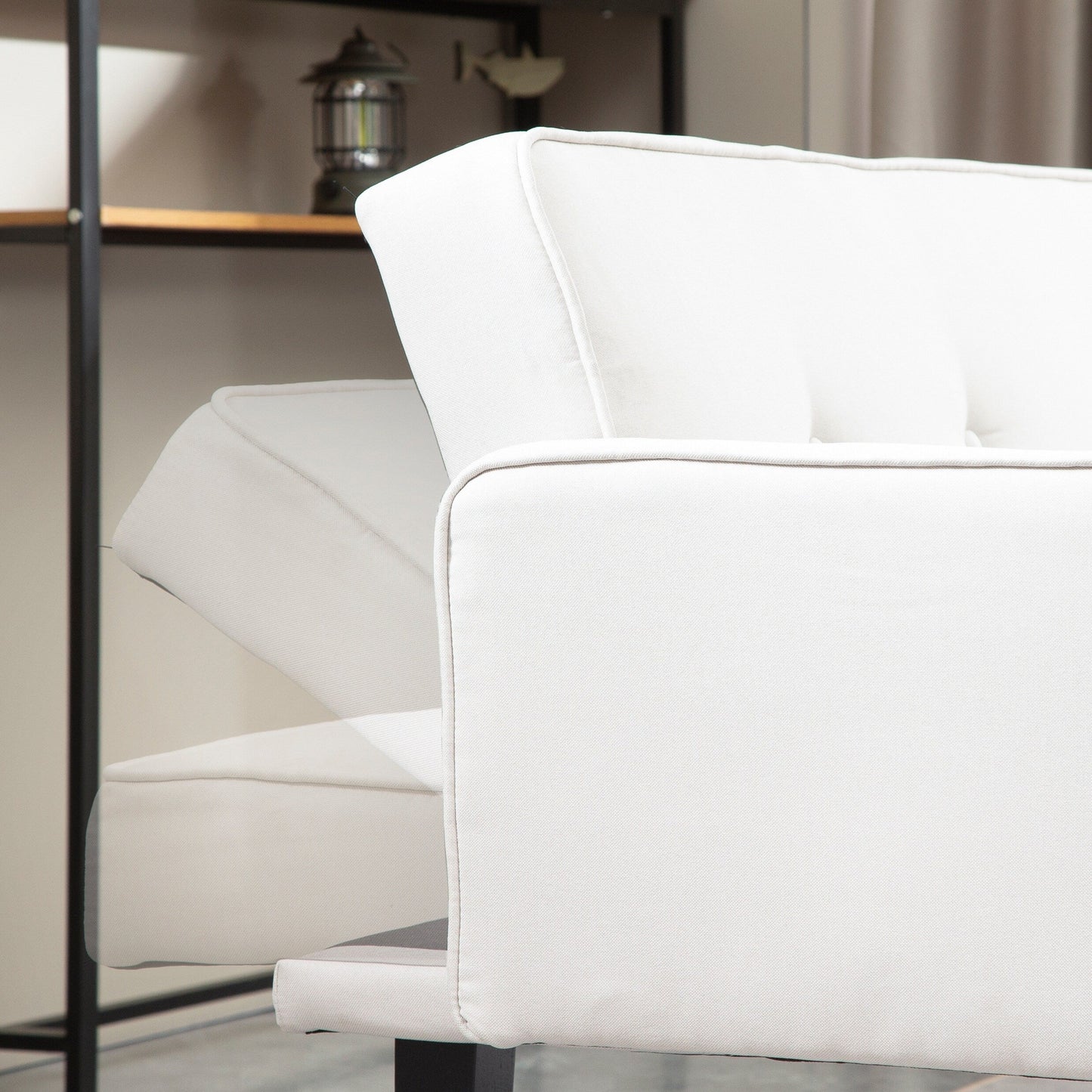 Convertible 3-seater Futon Sofa Bed with Wood Legs