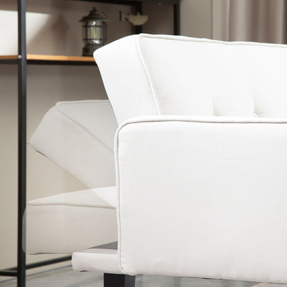Convertible 3-seater Futon Sofa Bed with Wood Legs