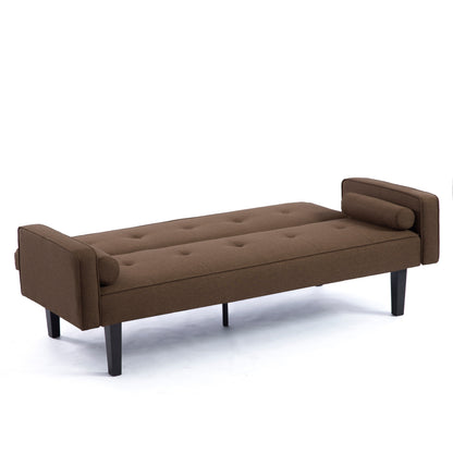 Convertible 3-seater Futon Sofa Bed with Wood Legs