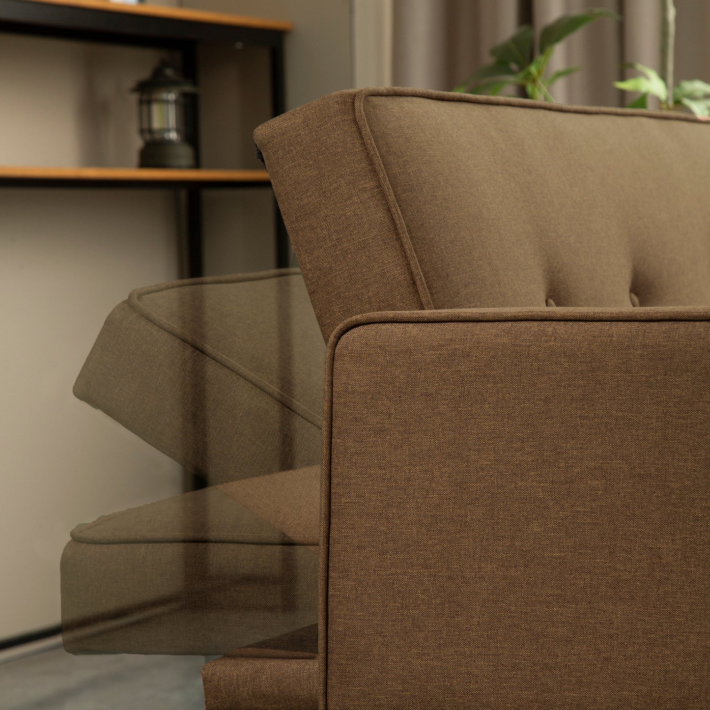 Convertible 3-seater Futon Sofa Bed with Wood Legs