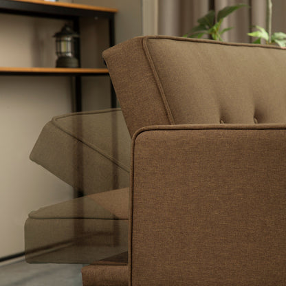 Convertible 3-seater Futon Sofa Bed with Wood Legs