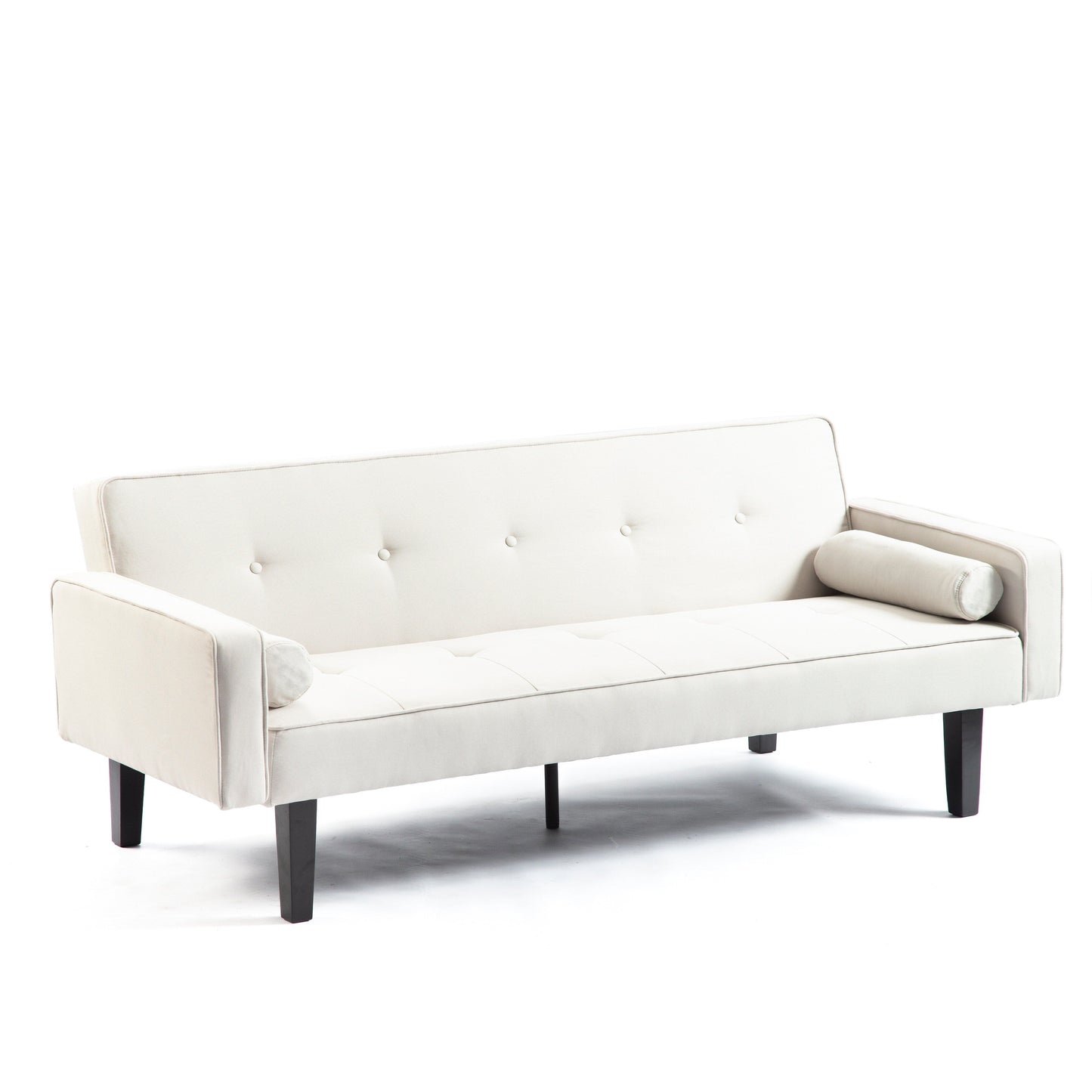 Convertible 3-seater Futon Sofa Bed with Wood Legs