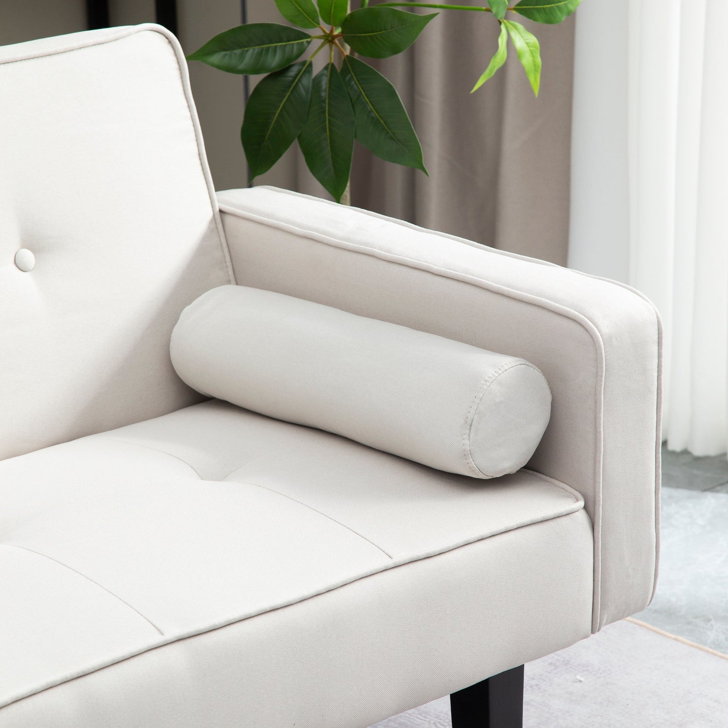 Convertible 3-seater Futon Sofa Bed with Wood Legs