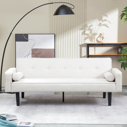 Convertible 3-seater Futon Sofa Bed with Wood Legs
