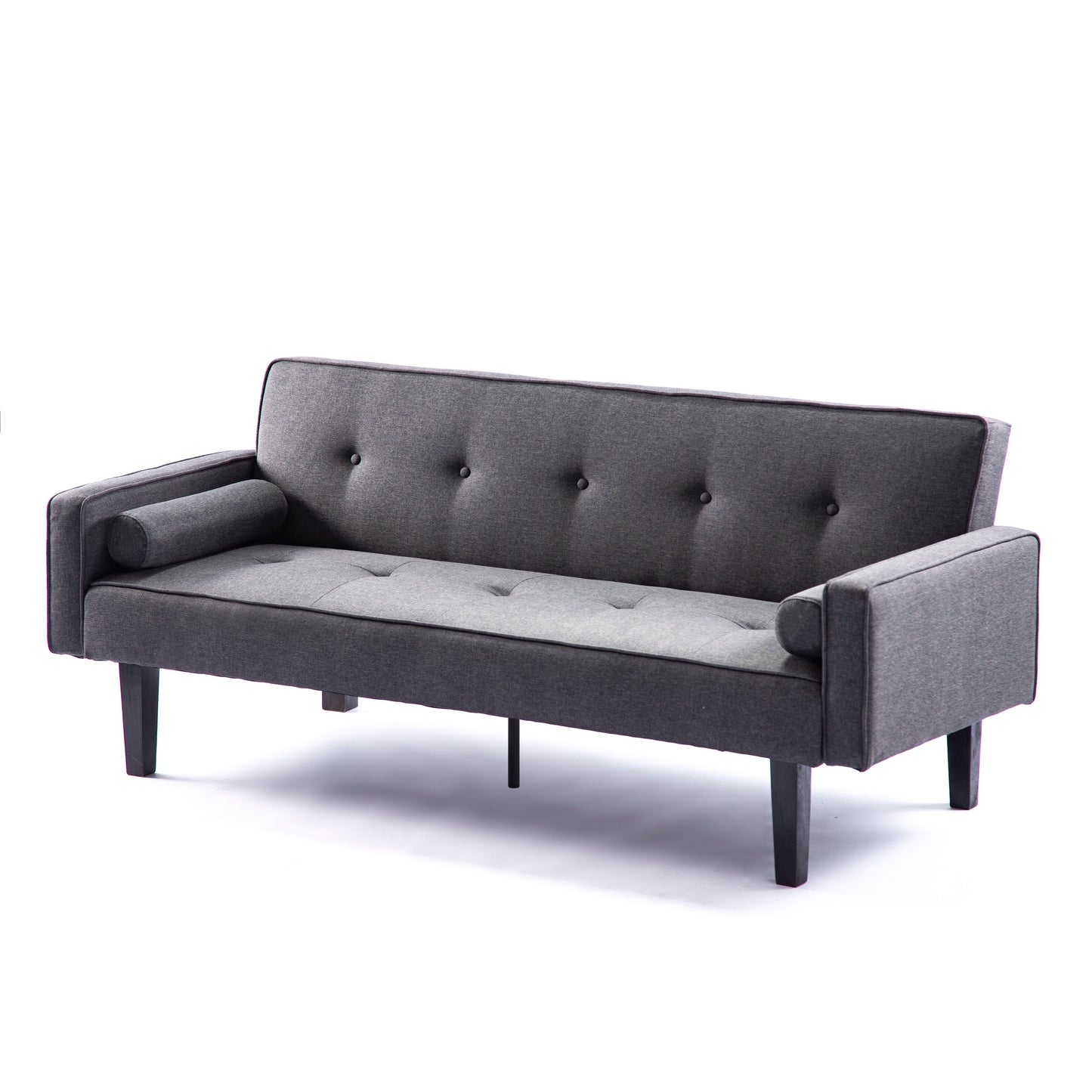 Convertible 3-seater Futon Sofa Bed with Wood Legs