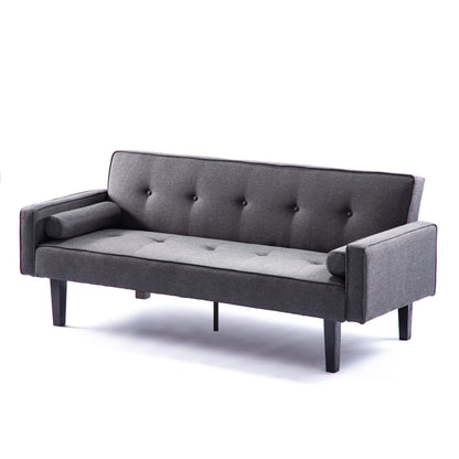 Convertible 3-seater Futon Sofa Bed with Wood Legs