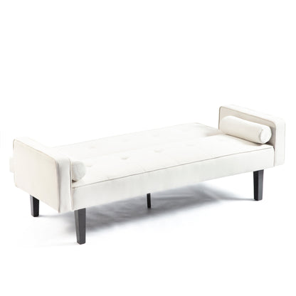 Convertible 3-seater Futon Sofa Bed with Wood Legs