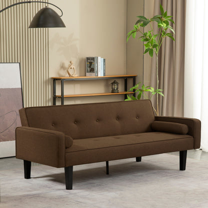 Convertible 3-seater Futon Sofa Bed with Wood Legs