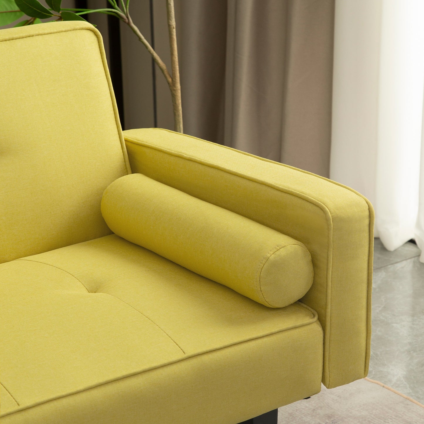 Convertible 3-seater Futon Sofa Bed with Wood Legs