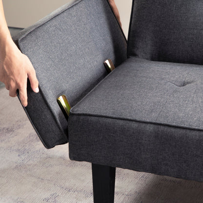 Convertible 3-seater Futon Sofa Bed with Wood Legs