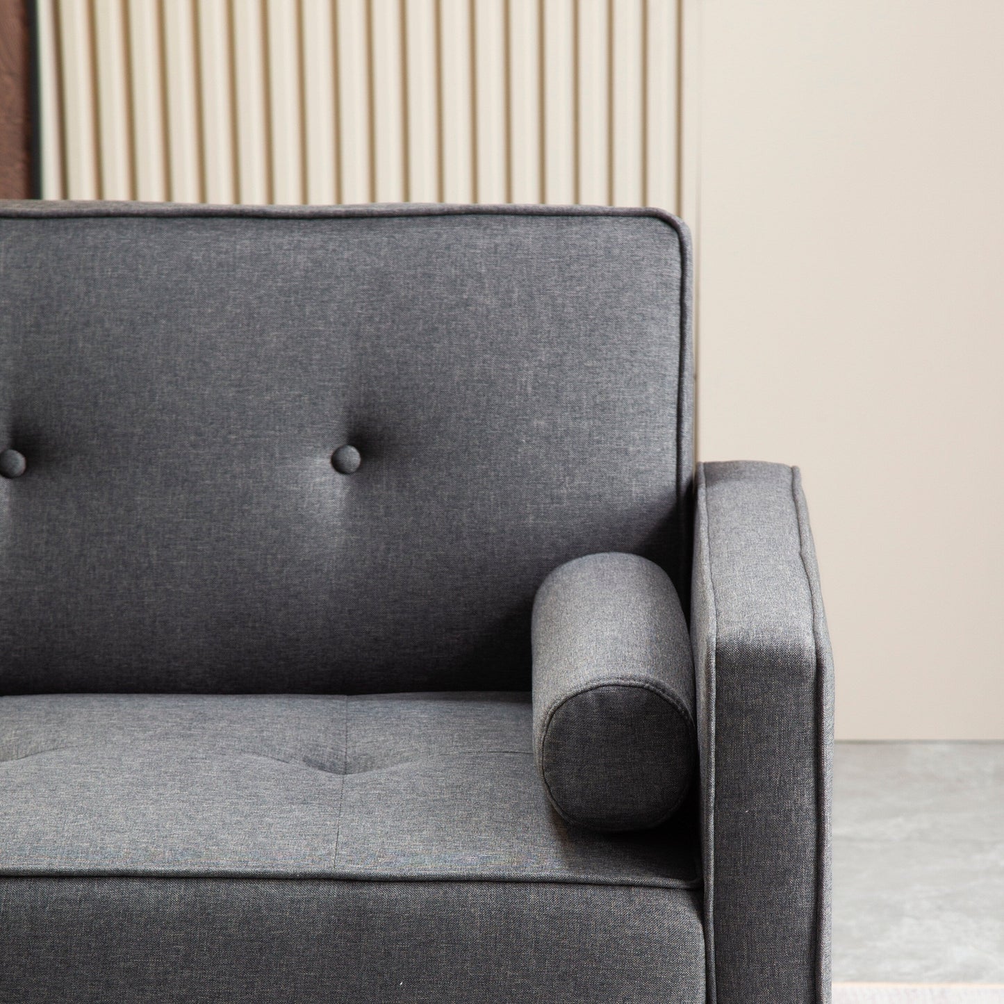 Convertible 3-seater Futon Sofa Bed with Wood Legs