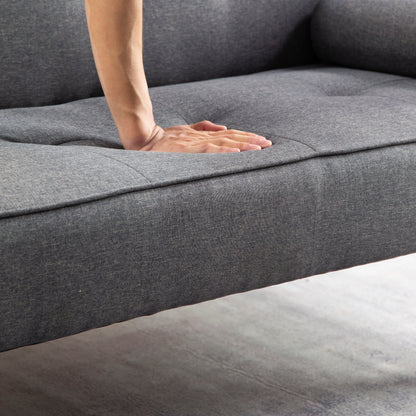 Convertible 3-seater Futon Sofa Bed with Wood Legs