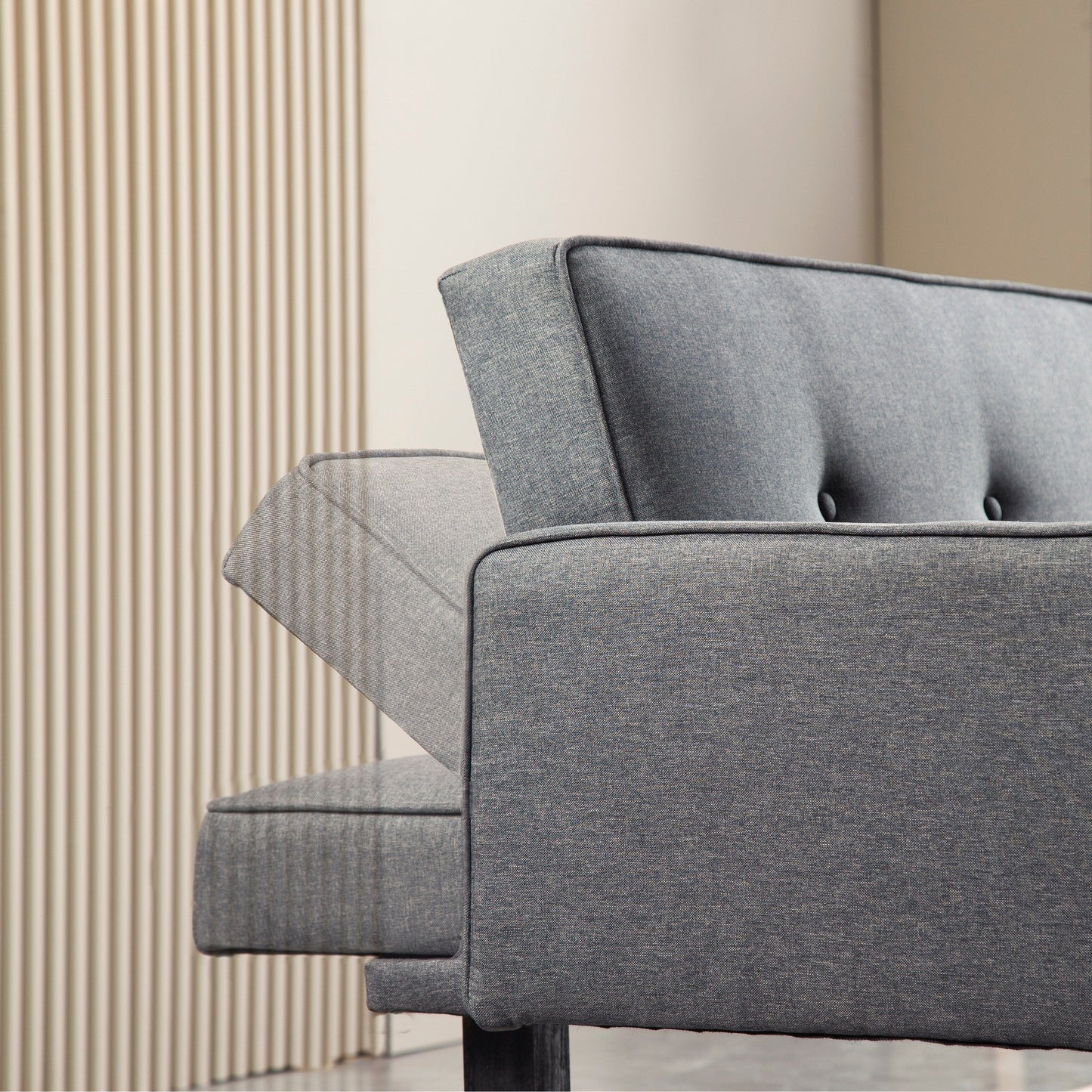 Convertible 3-seater Futon Sofa Bed with Wood Legs