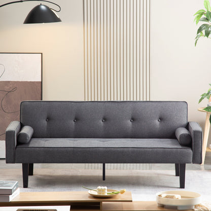 Convertible 3-seater Futon Sofa Bed with Wood Legs